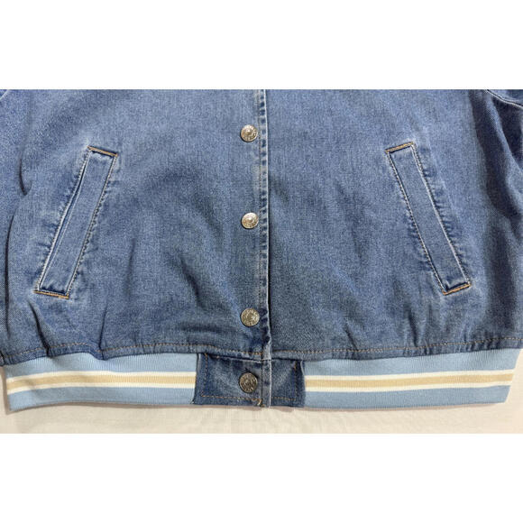 NWT Madden Girl Denim Varsity Bomber Jacket Size XL - Picture 9 of 14